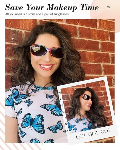 IGnaef® Polarized Sunglasses for Women, Trendy Wrap Around Jackie-O Style with Butterfly Decoration IF022 in Saudi Arabia