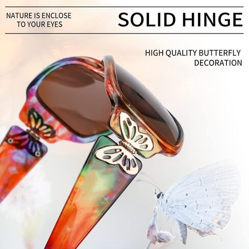 IGnaef® Polarized Sunglasses for Women, Trendy Wrap Around Jackie-O Style with Butterfly Decoration IF022 in Saudi Arabia
