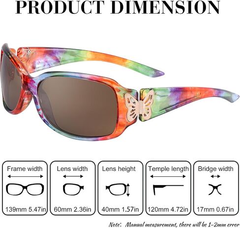 IGnaef® Polarized Sunglasses for Women, Trendy Wrap Around Jackie-O Style with Butterfly Decoration IF022 in Saudi Arabia