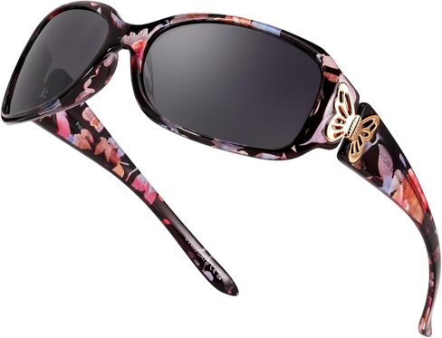 IGnaef® Polarized Sunglasses for Women, Trendy Wrap Around Jackie-O Style with Butterfly Decoration IF022 in Kuwait