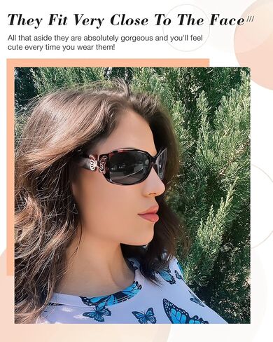 IGnaef® Polarized Sunglasses for Women, Trendy Wrap Around Jackie-O Style with Butterfly Decoration IF022 in Kuwait