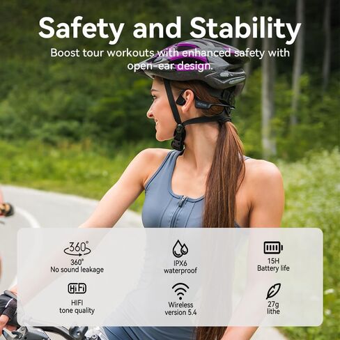 Bone Conduction Headphones, Wireless Bluetooth 5.4 Open Ear Headphones,with Mic,15H Playtime,IPX6 Waterproof Sports Headset,for Running,Cycling,Workouts, Outdoor Sports (Orange) in Saudi Arabia