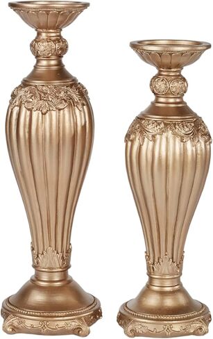 Flowering Medallion Candleholders Aged Gold Set of Two Set of 2 in Saudi Arabia