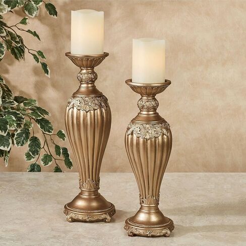 Flowering Medallion Candleholders Aged Gold Set of Two Set of 2 in Saudi Arabia