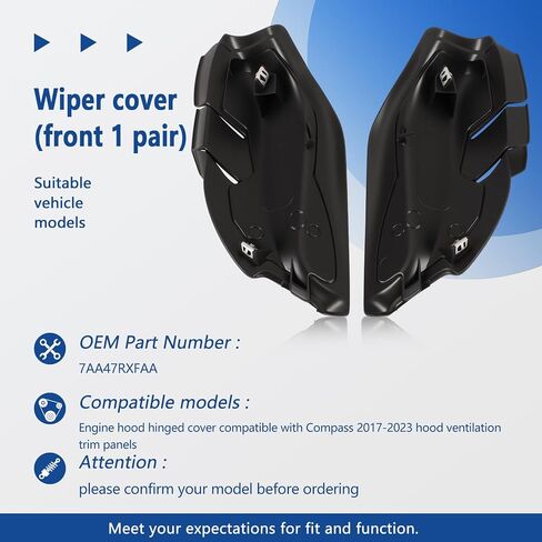 7AA47RXFAA 7AA46RXFAA Left & Right Side Front Windshield Wrap Corner Trim Wiper Side Trim Engine Hood Hinge Cover Compatible with Compass 2017-2023 Hood Ventilation Decorative Panel in Saudi Arabia