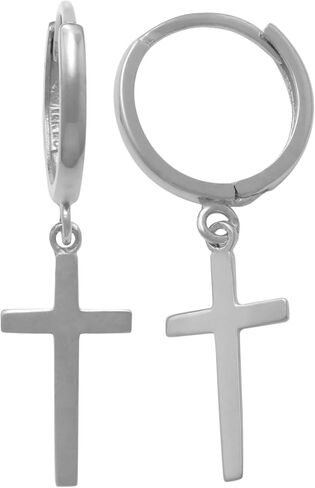 14K Real Solid Gold Cross Huggies Hoop Earrings Dainty Minimalist Gold Cross Charm Pendant Dangle Drop Huggies Hoop Earring Religious Jewelry in Saudi Arabia