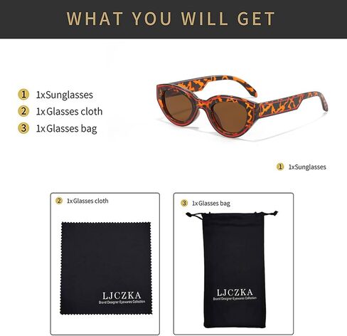 LJCZKA Retro Oval Sunglasses for Women Vintage 90s Cat Eye Sun Glasses Trendy Small Oval Cateye Line Shades in Saudi Arabia