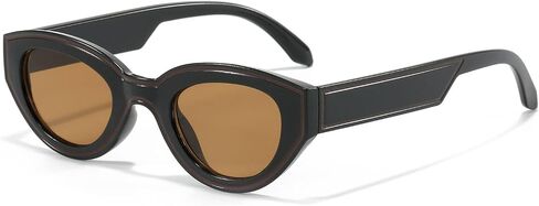 LJCZKA Retro Oval Sunglasses for Women Vintage 90s Cat Eye Sun Glasses Trendy Small Oval Cateye Line Shades in Saudi Arabia