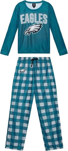 FOCO NFL Pick Your Team Women's Pajama Set with Checkered Pants in Saudi Arabia