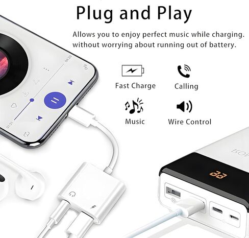 2 حزمة Lightning إلى محول مقبس سماعة رأس 3.5 مم ، 2 في 1 في iPhone محول سماعة رأس Aux Aux Audio Flitter مع سلك كابل Dongle Fast Charging PD لجهاز iPhone 14 13 12 11 XS XR 8 7 6 5 SE iPad iPad in Kuwait