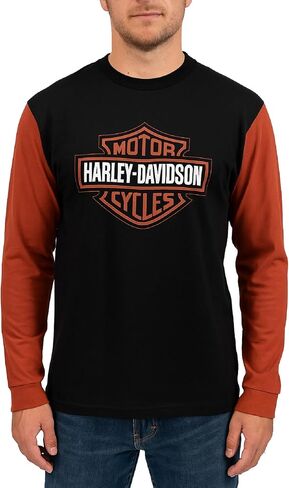 Harley-Davidson Men's Bar & Shield Colorblock Tee ، Orange/Black-99067-22VM in Saudi Arabia