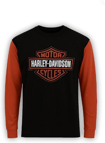 Harley-Davidson Men's Bar & Shield Colorblock Tee ، Orange/Black-99067-22VM in Saudi Arabia
