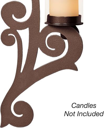 Augustine Scrollwork Black Candle Wall Sconce Pair | تصاميم معدنية مع حامل شمعة زجاجية على طراز الإعصار in Saudi Arabia
