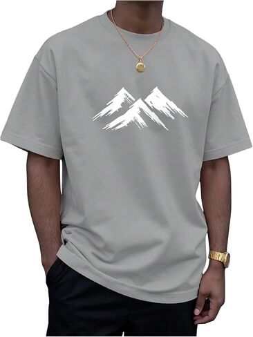 GORGLITTER Men's Mountain Graphic Tees Short Sleeve Crewneck T-Shirts Streetwear Shirt in Saudi Arabia