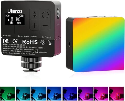 ULANZI VL49 Pro RGB Video Light, Mini Rechargeable LED Camera 360° Full Color Portable,2500-9000K Dimmable LED Panel Lamp w LCD Display,Photography Lighting Support Magnetic Attraction in Kuwait
