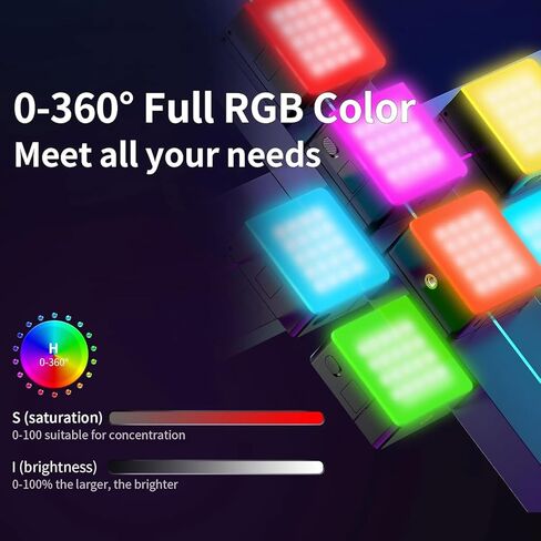 ULANZI VL49 Pro RGB Video Light, Mini Rechargeable LED Camera 360° Full Color Portable,2500-9000K Dimmable LED Panel Lamp w LCD Display,Photography Lighting Support Magnetic Attraction in Kuwait