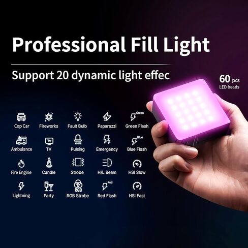 ULANZI VL49 Pro RGB Video Light, Mini Rechargeable LED Camera 360° Full Color Portable,2500-9000K Dimmable LED Panel Lamp w LCD Display,Photography Lighting Support Magnetic Attraction in Kuwait