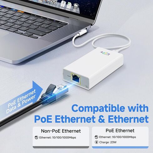 Poe to USB C Hub ، USB-C إلى Ethernet Multiport Adapter Clop & Play ، 5 في 1 (Gigabit Ethernet ، 23W مدعوم من POE 802.3at ، 3*USB 3.0) إلى محول النوع C للهاتف الذكي/الجهاز اللوحي in Kuwait