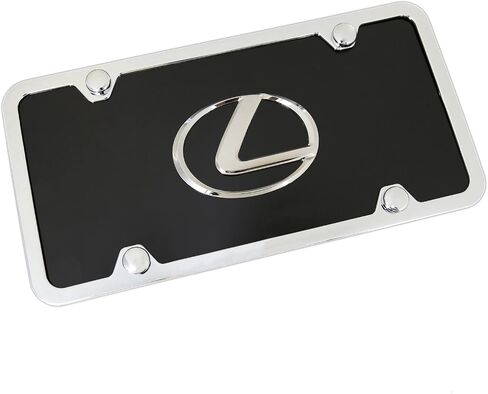 لكزس Au-Tomotive Gold Inc ، شعار Chrome على لوحة الترخيص السوداء + إطار in Saudi Arabia