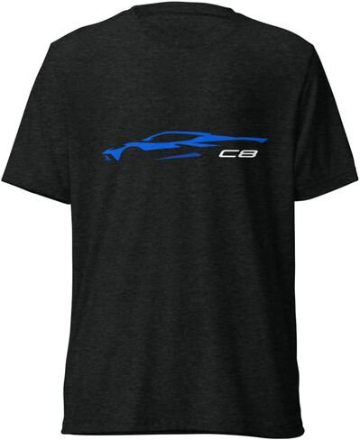 Sports Car C8 Silhouette Elkhart Blue Metallic Vette Owner tri-Blend t-Shirt in Saudi Arabia