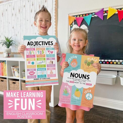 12 Boho Parts Of Speech Posters For Classroom - Parts Of Speech Posters For Elementary, English Classroom Decor, Homeschool Posters, ELA Posters, English Grammar Posters For Classroom, ELA Classroom in Saudi Arabia