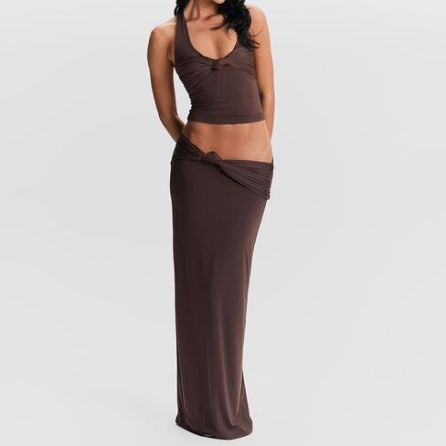 MuineObuka مثير الرسن أعلى للنساء تويست الأمامية نحللة Fit Fit Backets Tops y2k التعادل مرة أخرى أكمام كامي قمم الشارع in Kuwait