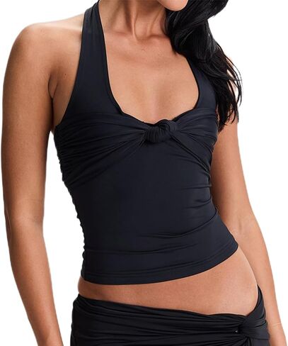MuineObuka مثير الرسن أعلى للنساء تويست الأمامية نحللة Fit Fit Backets Tops y2k التعادل مرة أخرى أكمام كامي قمم الشارع in Kuwait