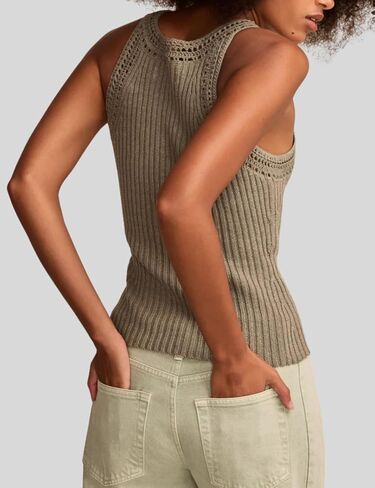Women’s Tank Top Crochet Trim Crew Neck Sleeveless Halter Top Sexy Racerback Summer Cami Shirts in Saudi Arabia