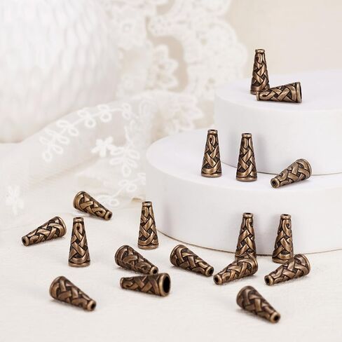 450pcs/Box 5 Styles Tibetan Iron Long Filigree Flower Spacer Bead Caps Metal Cones Bead End Caps Mixed Colors for Jewelry Making Hole: 1-2mm in Saudi Arabia