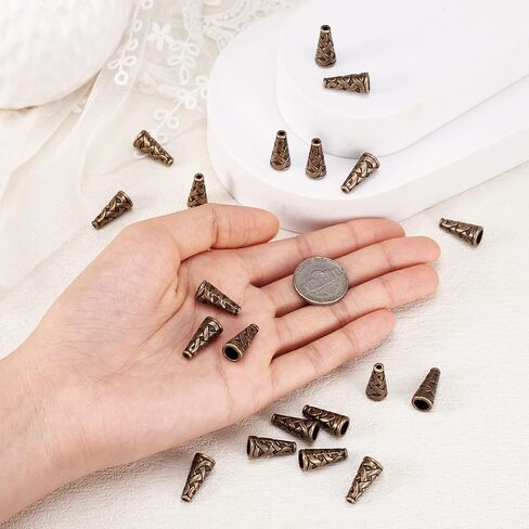 450pcs/Box 5 Styles Tibetan Iron Long Filigree Flower Spacer Bead Caps Metal Cones Bead End Caps Mixed Colors for Jewelry Making Hole: 1-2mm in Saudi Arabia