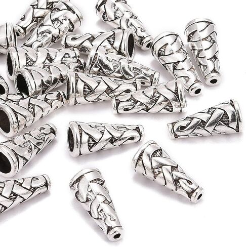 450pcs/Box 5 Styles Tibetan Iron Long Filigree Flower Spacer Bead Caps Metal Cones Bead End Caps Mixed Colors for Jewelry Making Hole: 1-2mm in Saudi Arabia