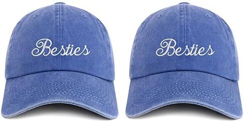 Trendy Apparel Shop Besties Embroidered Pigment Dyed Cotton Baseball 2 Pc Cap Set in Saudi Arabia