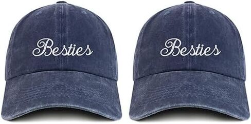 Trendy Apparel Shop Besties Embroidered Pigment Dyed Cotton Baseball 2 Pc Cap Set in Saudi Arabia