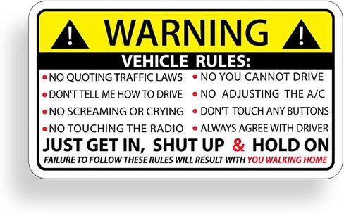 Funny Vehicle Safety Warning Rules Sticker Adhesive Vinyl for Car Truck Window Graphic Bumper in Saudi Arabia