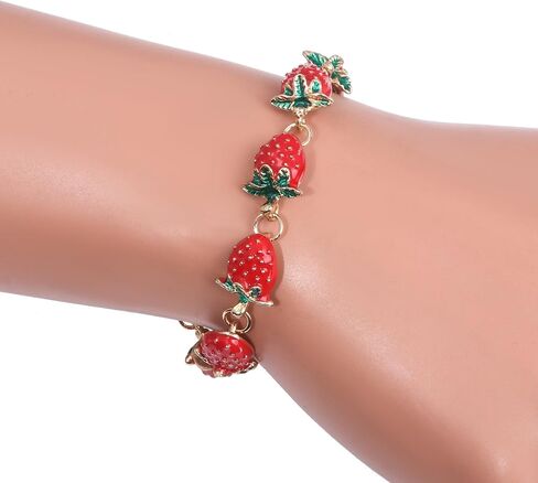 WCRAZYE Strawberry Jewelry Set for Women Cute Sweet Charm Fruit Red Strawberry Necklace Earrings Bracelet Fruit Accessories in Saudi Arabia