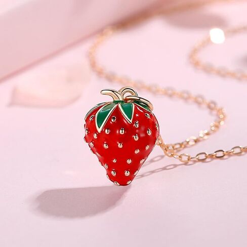 WCRAZYE Strawberry Jewelry Set for Women Cute Sweet Charm Fruit Red Strawberry Necklace Earrings Bracelet Fruit Accessories in Saudi Arabia
