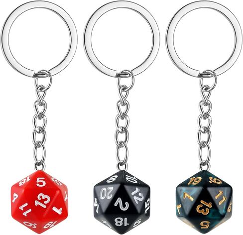 3pcs dice keykain للنساء الرجال مضحك راتنج D20 polyhedral dice سلسلة مفتاح النرد حامل المفاتيح لحقائب الظهر حقيبة يد in Saudi Arabia
