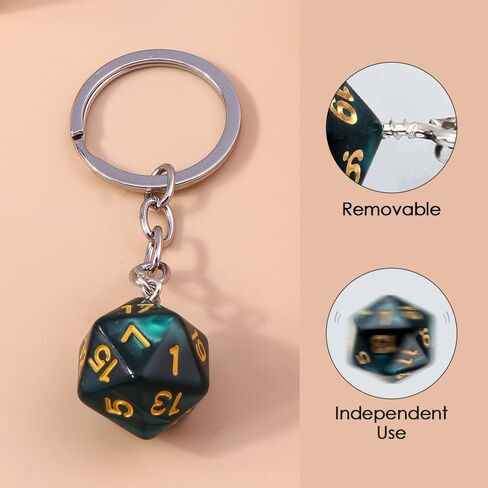 3pcs dice keykain للنساء الرجال مضحك راتنج D20 polyhedral dice سلسلة مفتاح النرد حامل المفاتيح لحقائب الظهر حقيبة يد in Saudi Arabia