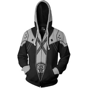 Adult Sephiroth Hoodie Costume FF7 Remake Cosplay Zip Up Hooded Jacket in Saudi Arabia