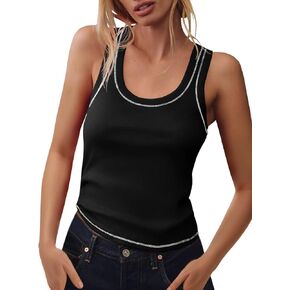 Tankaneo Womens Summer Summer Tank Top Top Ringer Scoop Neck Deceless Tops Mitted Tops Out Tee Tee Tee Tee in Kuwait