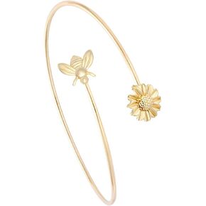 Adjustable Tiny Bumble Bee Queen Bee Cuff Wire Wrapped Bangle Bracelet Insect Mother's Day Jewelry Gift in Saudi Arabia