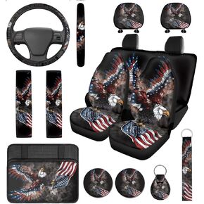 14 PCS BASS FISH AMERICAN FLAG COR COVER WITH AUTO TOWERENT WELLE COVERT ARMS CUSHION CUSHION RETTERCE RESTORTER COVERS CONSTROMERS AUTION in Kuwait