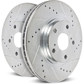 Power Stop Rear AR85205XPR Pair of Drilled and Slotted Brake Rotors For Ford Explorer, Ford Mustang, Ford Police Interceptor Utility, Lincoln Aviator [Model Specific] in Saudi Arabia