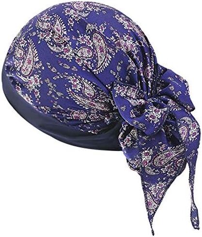Womens Caps Headwear Satin Silk Turban Bandana Long Hair Head Scarf Headwraps Pre-tied Hats for Hair Loss (Coffee Leopard) in Saudi Arabia