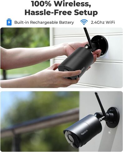 REOLINK Argus Eco+SP - كاميرات أمان لاسلكية تعمل بالطاقة الشمسية 2K في الهواء الطلق، رؤية ليلية 3 ميجابكسل، اكتشاف الإنسان/المركبة، كاميرا أمان منزلية لاسلكية تعمل بالطاقة الشمسية تعمل مع Alexa، متوافق مع Home Hub in Kuwait