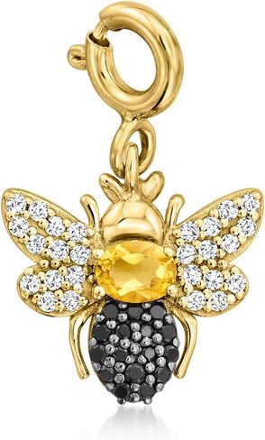 Ross-Simons 0.10 قيراط السترين و .10 CT. T.W. سحر توباز بوماز الأبيض مع إسبنيل أسود في الذهب 18kt على الجنيه الاسترليني in Saudi Arabia