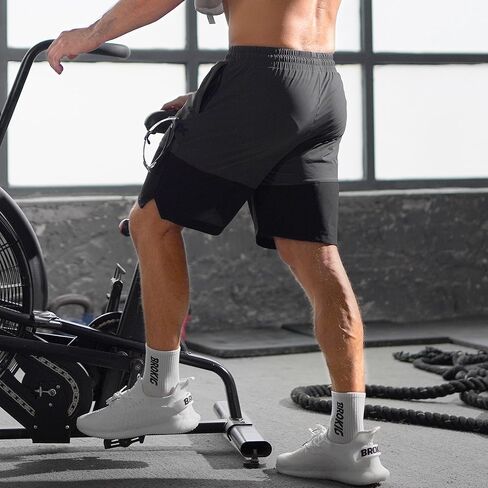 BROKIG Men's Linerless Athletic Shorts Quick Dry 8" Lightweight Workout Running Shorts Men with Zipper Pockets in Saudi Arabia