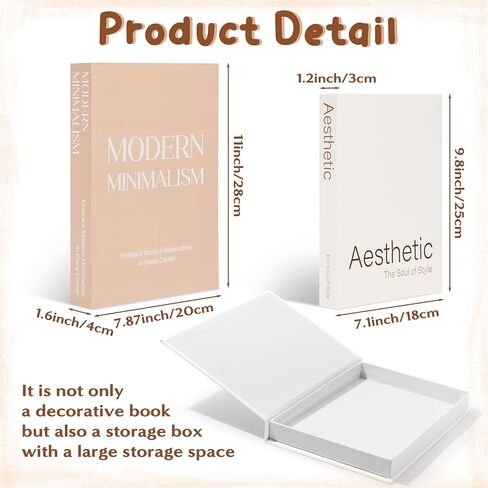 WATINC Decorative Books for Home Decor - 2pcs Aesthetic Decorative Storage Boxes for Bookshelf, Modern Fake Books Decoration for Living Room Office Bedroom Mantle Entryway Coffee Table Décor Gift Idea in Saudi Arabia