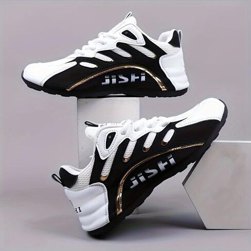 Men's Road Running Shoes - Stylish Geometric Pattern, Breathable Mesh Upper & Durable Rubber Sole, Lace-Up Closure, Low-Top Design for All-Season Outdoor Activities in Saudi Arabia
