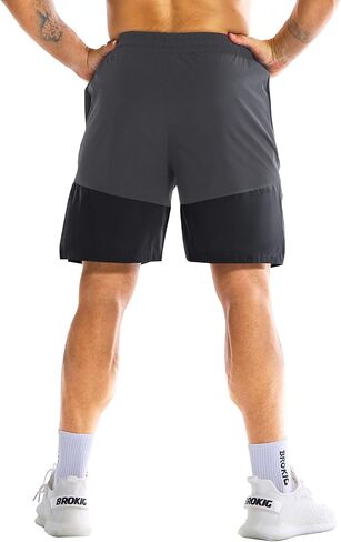 BROKIG Men's Linerless Athletic Shorts Quick Dry 8" Lightweight Workout Running Shorts Men with Zipper Pockets in Saudi Arabia
